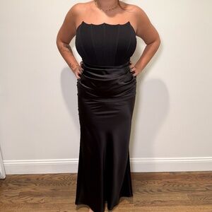 Black Strapless Corset Gown